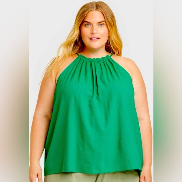 Knox Rose Green Embroidered Halter Tank size 1X - Picture 1 of 12